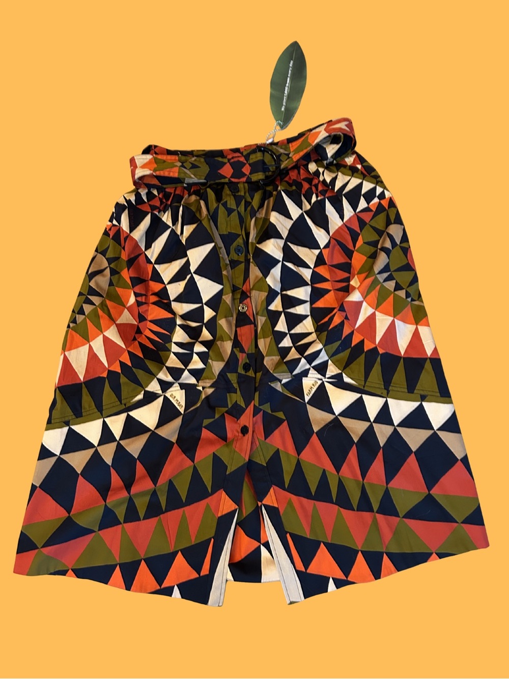 FARM Rio Navy, Olive, Rust, Cream Geometric Wrap Skirt